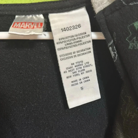 Marvel Boys Super Hero‎ Zip Up Hoodie Size 5 MARVEL on top of hood Thor Ironman - Picture 3 of 5